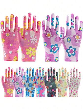 20 piezas (10 juegos) Guantes de jardinería con estampado floral para mujeres, guantes de trabajo de jardín con agarre antideslizante, guantes de jardín cómodos y resistentes (2/10/16/20 piezas)