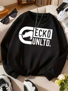Hombre004 Parte superior de ropa para casa, cómoda y abrigada Sudadera de cuello redondo de moda,top deportivo y jersey informal con envío local desde México Sudadera elegante con logotipo distintivo "ECKŌ UNLTD." para un estilo único en tus atuendos diarios - Negro - Ver 1