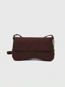 新款跨境西班牙风情女士翻盖单肩包，通勤时尚百搭简约腋下手提包，人造革（不含礼品袋） - 咖啡 - 查看 6