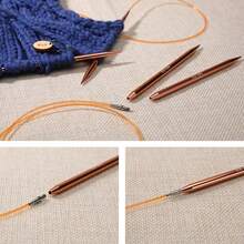 13pcs Interchangeable Circular Knitting Needle Set, 3.0mm-10mm Champagne Aluminum Alloy Knitting Needles, Suitable For Beginners, DIY Crafts, Weaving Accessories And Supplies - Multicolor - View 6