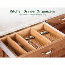 TFKI 8 Pcs Bamboo Drawer Organizer Utensil Tray Kitchen Storage Box 4-Size Versatile Dividers Cutlery Holders Bins Containers For Flatware Kitchen Utensils - Natural - View 5