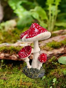 1件红色蘑菇树脂花园装饰，这款栩栩如生的蘑菇装饰为童话花园、花盆或户外景观增添了一抹奇思妙想。非常适合在庭院和阳台营造神奇的森林氛围。 - 彩色 - 查看 11