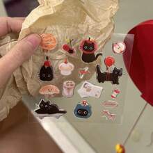 1 Sheet Cat Life Jelly Stickers, Cute 3D DIY Phone Case, Scrapbooking Stickers - Multicolor - View 16