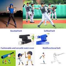 Cinturón de Softbol de Béisbol, Aleación de Cuero de Fibra de Poliéster, Alrededor de 70 Cm a 130 Cm, Fácil de Medir, para Béisbol, Golf, Correr, Ropa Diaria a Juego (negro) - 1 - Ver 5