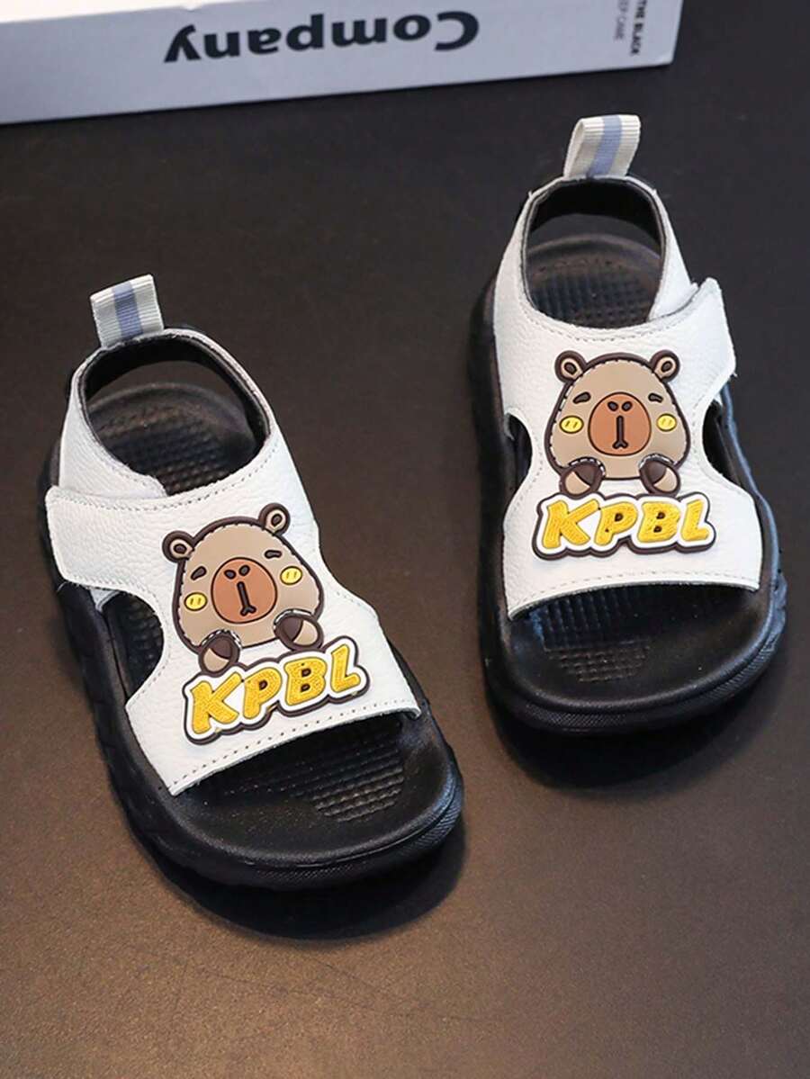 1 Đôi dép xăng đan trẻ em hoạt hình, dép xăng đan đế mềm chống trượt mùa hè mới cho trẻ em, giày đi biển thời trang cho bé trai và bé gái - trắng - Xem 1