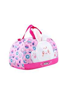 1个便携式旅行包，印有可爱的卡通独角兽/兔子/蛋糕/鲨鱼/恐龙等新颖造型。大容量、轻便耐磨的单肩斜挎包，配有舒适宽肩带，肩带长度可调节，满足基本收纳需求，适合旅行、户外活动、露营等场合，也适合万圣节、感恩节、圣诞节等节日。