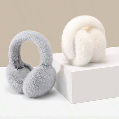 冬季新款仿兔毛耳罩，学生适用，女士护耳，防冻耳套，防风，可折叠