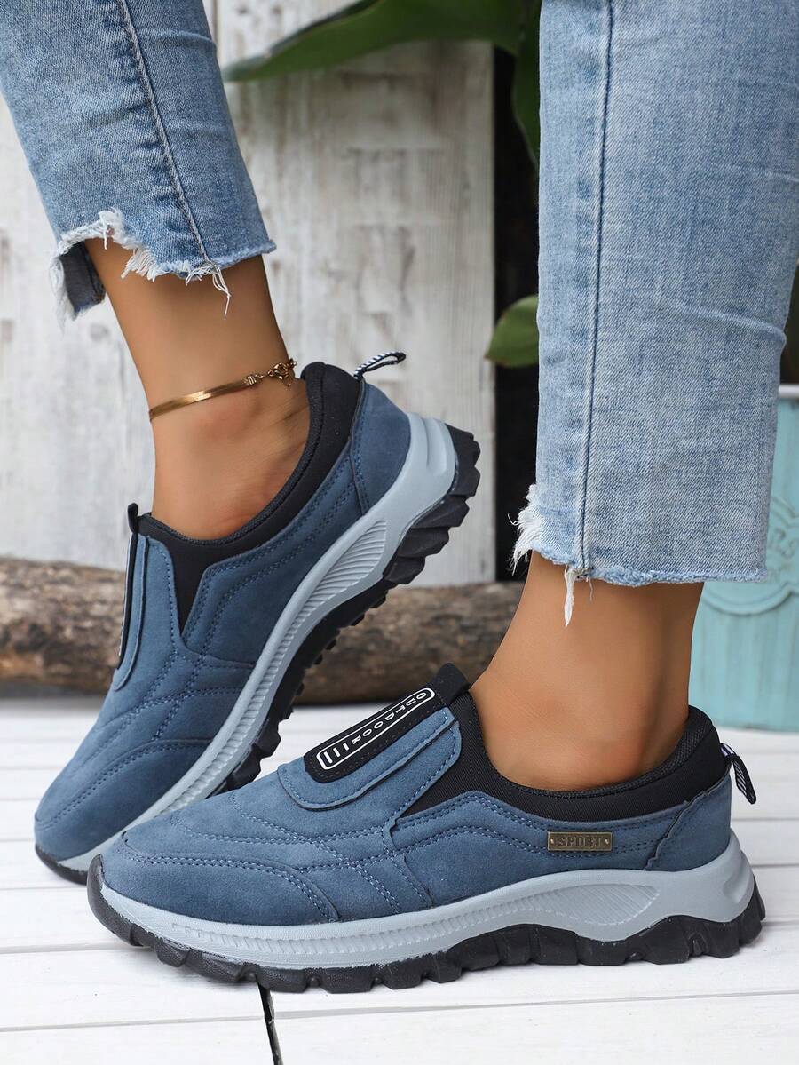 أحذية رياضية كاجوال خارجية للنساء، سهلة الارتداء، عصرية - الأزرق - مشاهدة 1
