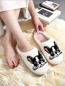 热搜网络名人冬季卡通棉拖鞋女士新款可爱保暖毛绒室内情侣穿棉鞋男士 - 白色 - 查看 3