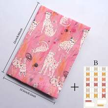 1个A5/A6斑点猫系列书套，计划本保护套，日记本保护壳，办公文具用品，赠送1张布艺索引贴纸