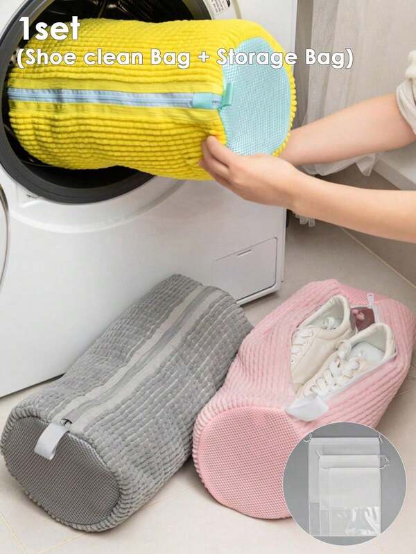Shoe Cleaning Bag,Washing Machine Shoe Bag–Heavy-Duty Reusable Washer & Dryer Laundry Shoe Bag, 360° Deep-Clean Zippered Protective Bag, Stain-Free Shoe Care Kit For Sneakers, Tennis Shoes, Running Shoes & Boots, Machine-Washable Footwear Storage Pouch, Durable Polyester Laundry Organizer With Carry Handle, Fits Most Sizes – Perfect For Home Laundry, Travel, Gym, Back To School,College Dorms & Outdoor Use