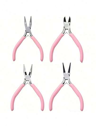 1pc/4pcs Jewelry Pliers Tool Set, Includes Pointed Tip Round Pliers And Bent Nose Pliers, Suitable For Jewelry Beading, Metal Wrapping, Multi-Functional Tools, Household Essential