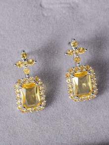 1 Cặp bông tai đính đá Cubic Zirconia tuyệt đẹp dành cho nữ dùng để trang trí tiệc cưới, đính hôn, kỷ niệm ngày cưới, quà tặng ngày lễ tình nhân - 4 # - Xem 12