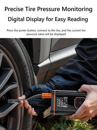 Portable Tire Inflator 19-Cylinder Cordless Air Compressor With Auto Shut-Off And LED Light 150psi Air Pump, 7.4V 1500mAh Rechargeable Batteries Suitable For Car Tires, Bicycles, Motorcycles, Ball Sports, And Other Tire Pumps. Car Accessories/Motorcycle Accessories