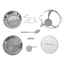 DONSU Runder 4-Liter-Chafing-Dish-Buffetwärmer aus Edelstahl mit Glasdeckel, Brennstoffhalter, Abtropfschale und abnehmbaren Pfannen