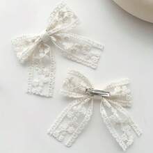 Elegant Sweet Lace Bow Hair Clips Women, Set Of 2, Fashion Simple Solid Color Bowtie Barrettes, Bowknot Lace Hair Accessories Girls 14+, Assorted Styles - Nhiều màu - Xem 3