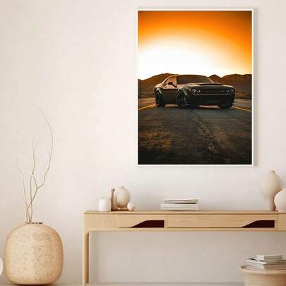 1pc Racing Car Posters Super Handsome Photos Car Canvas Painting Challenger Wall Art Aesthetic Cool Living Room Decoration Posters Canvas Painting Wall Arts Room Home Decoration Unframed