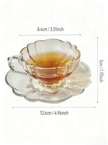 时尚复古花瓣形玻璃杯碟套装 | 高端咖啡/茶杯套装，含甜点盘 | 家居装饰及拍照道具 | 高品质可清洗玻璃餐具 | 朋友聚会送礼佳品