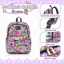 Tokidoki Unicorno Backpack School Bag Large Capacity Portable Travel Backpack Casual Daypack Cartoon Travel Bag - màu đen - Xem 6