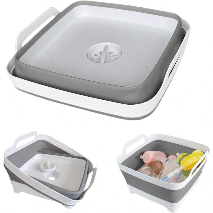 TFKI Collapsible Wash Basin For Baby Bottles - 2.4 Gallons Portable Wash Bin For RV Camping Sink Space-Saving Dish Tub Gray - Xám - Xem 1