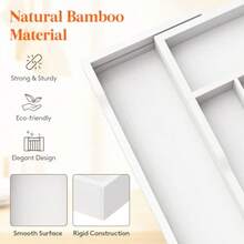 TFKI Silverware Drawer Organizer Expandable Utensil Tray For Kitchen Bamboo Flatware And Cutlery Holder Wood Adjustable Storage For Spoons Forks Knives Large White - White - View 4