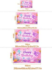 1pc Mermaid Under The Sea Backdrop For Children's Birthday Party, Photography, Photo Studio Props - Multicolor - View 7