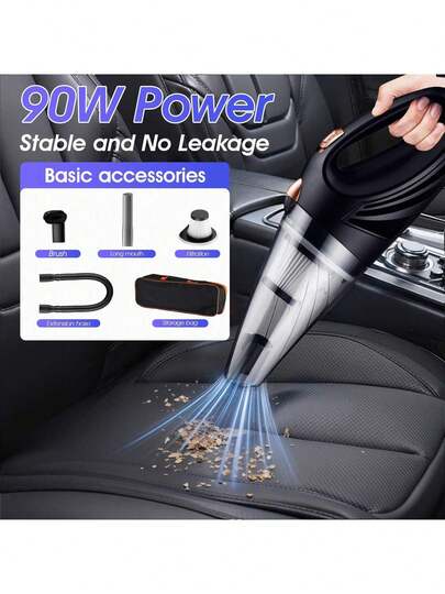 Easypie Selection 1 pieza Aspiradora de coche de alta potencia de 90W - Portátil, de alta potencia, aspiradora de mano con cable de alimentación extra largo y bolsa para aspiradora - Kit de accesorios de limpieza del interior del coche, mejores regalos para amigos, regalos de graduación, regalos de vuelta al colegio, decoraciones navideñas, regalos del Día de San Valentín, regalos para mamá y papá, Halloween, Acción de Gracias, regalos personalizados, regalos de cumpleaños, regalos de Año Nuevo