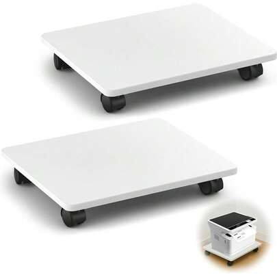 Pieces Office Under Desk Printer Stand, Printer Tray With 4 Casters, White Removable Plant Tray, Suitable For Most Compu...