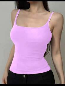 Basic Women's Tank Top With Straps. Basic Baita Nightgown/Vest - Púrpura malva - Ver 2