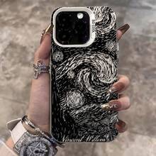 Funda de Teléfono Compatible con iPhone 15 Pro Max Cielo Estrellado Negro Luz de Luna Apple 16 Plus Personalizada 14/13/12/X, funda fashion, accesorio smartphone sueños navideños Christmas, decoración elegante nocturna, regalo personalizado especial para fiestas, carcasa resistente y creativa de temporada. - Plateado - Ver 2