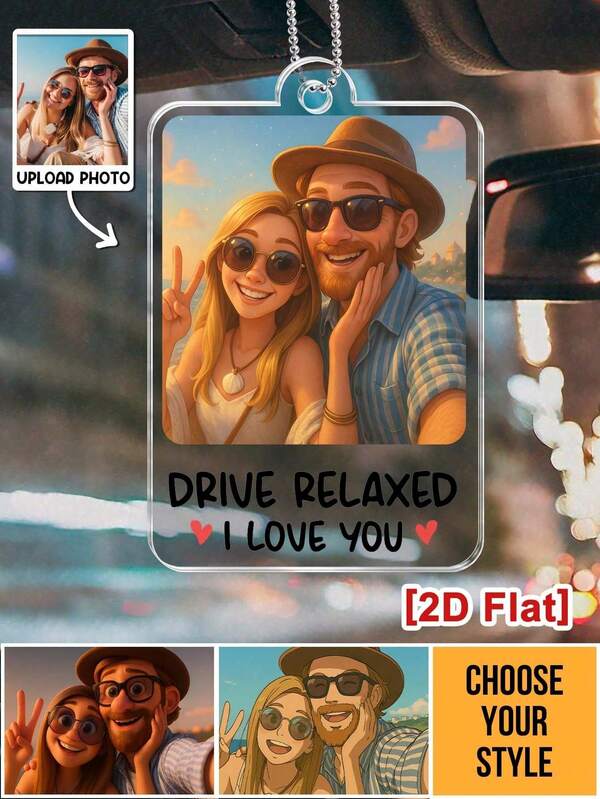Personalisierter Paar Auto Hängeschmuck mit Foto, Personalisierter Acryl Auto Hängeaccessoire, Personalisierter Foto Auto Hänger, Personalisierter Auto Foto Ornament, für Jahrestage, Valentinstag, Muttertag, Geburtstage, für Einzug Auto, stilvolle Personalisierung, einzigartiges ideales Geschenk für sie, Freundin, Freund für Jahrestage