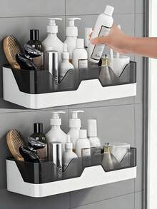 Étagère de douche adhésive : Organisateur mural de salle de bain haut de gamme - Étagère de douche sans perçage - Rangement adhésif de cuisine Étagère de rangement anti-rouille