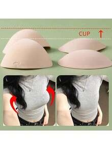 1 对加厚 5 厘米聚拢粘性胸垫，配有免费可调节肩带 - 可重复使用防滑硅胶增强垫，适用于胸罩/泳装、婚礼/瑜伽/健身，防汗且无缝 - 杏色 - 查看 5