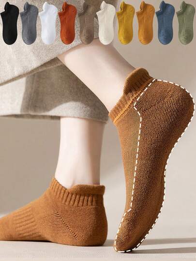 Socks Women's Winter Thicken Warm Seamless Against Cold Sport Solid Color CasualTerry Short Socks