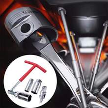 Sets Of 4PC T-BAR Spark Plug Removal Tool Flexible Spanner Socket 16mm 18mm 21mm - Red - View 8