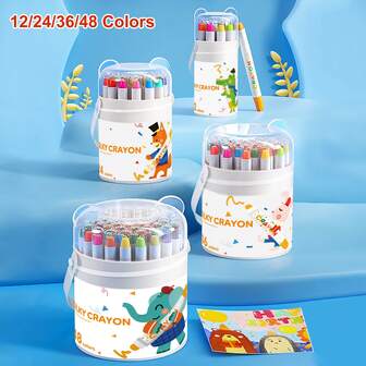 12/24/36/48 PCS Twist Gel Crayons, Crayon Set For Glass And Paper With Clear Plastic Crayon Case, Art Supplies For Coloring Book For Gifts And School Projects