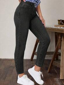 Jeans/Leggings levantadores de glúteos para mujer, de moda y elegantes, adecuados para citas, ir al trabajo, viajes casuales, uso diario, pantalones negros - Negro - Ver 4