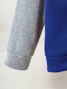 Boys' Letter Print Baseball Jacket And Pants Set - Blue - View 7