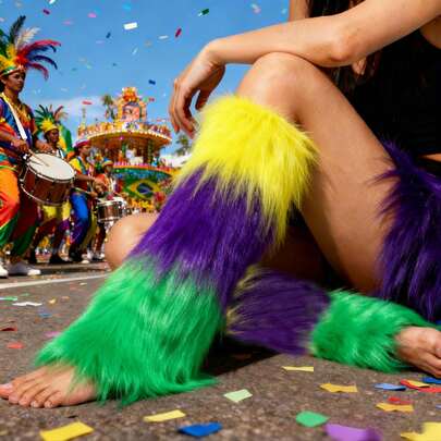 Calentadores de piernas de piel sintética de estilo carnaval brasileño, adecuados para el escenario y el cosplay, accesorios temáticos de carnaval de cultura popular, excelentes para fiestas de carnaval, San Patricio y Mardi Gras, decoración de escenarios, accesorios de actuación
