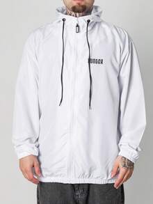 HUNTER CWB Men's Oversized Plain Windbreaker Jacket With Hood, Lightweight, Hunter Street Style, 10 Colors, 2026 - 白色 - 查看 1