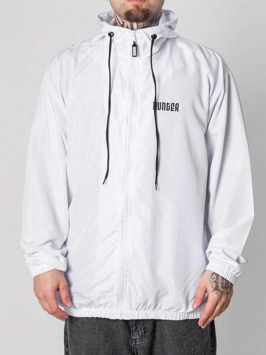 HUNTER CWB Men's Oversized Plain Windbreaker Jacket With Hood, Lightweight, Hunter Street Style, 10 Colors, 2026 - 白色 - 查看 1