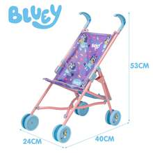ColorBaby Bluey عربة دمية قابلة للطي بطول 53 سم من ، عربة ألعاب للأولاد والبنات، عربة على شكل مظلة مع حزام قابل للتعديل، مرخصة رسميًا من ، باللون البنفسجي - بلوي كاريتو بيبي - مشاهدة 5