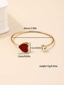 1pc Fashionable & Unique Metal Red Heart Shaped Bracelet, Suitable For Valentine's Day Gift, Romantic Dinner, New Year's Gift And Daily Wear Valentines,Mom,Mother,Mother's Day,Gift H5WL - Đỏ - Xem 4