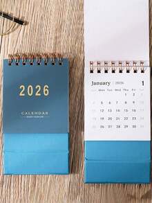 1pc 2026 Minimalist Compact Desk Calendar, Portable Solid Color Desk Decor, 2025.7 - 2026.12 Mini Calendar, Back To School, Learning Supplies, School & Office Desk Decoration, Gift For Friends, Back To School Season - Multicolor - View 7
