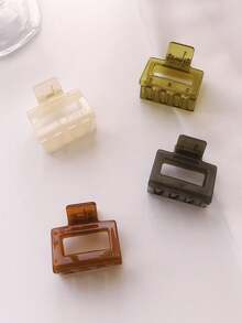 4pcs Mini Casual Versatile Jelly Color Hair Claw Clips, Sweet & Cute, 1.6 Inch Square Small Hair Claws For Ponytail Fall Winter Hair Clip Hair Accessories For Women For Vacation Outfits Woman - Multicolor - View 6