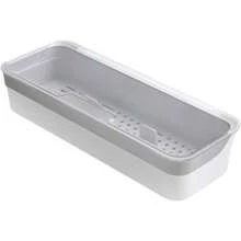 TFKI Plastic Kitchen Drawer Organizer With Lid And Drainer Stackable Utensil Holder For Countertop Silverware Tray Flatware Organizers - 13x4.7x2.4 Inch Spatula Cutlery Storage Box - trong suốt - Xem 1