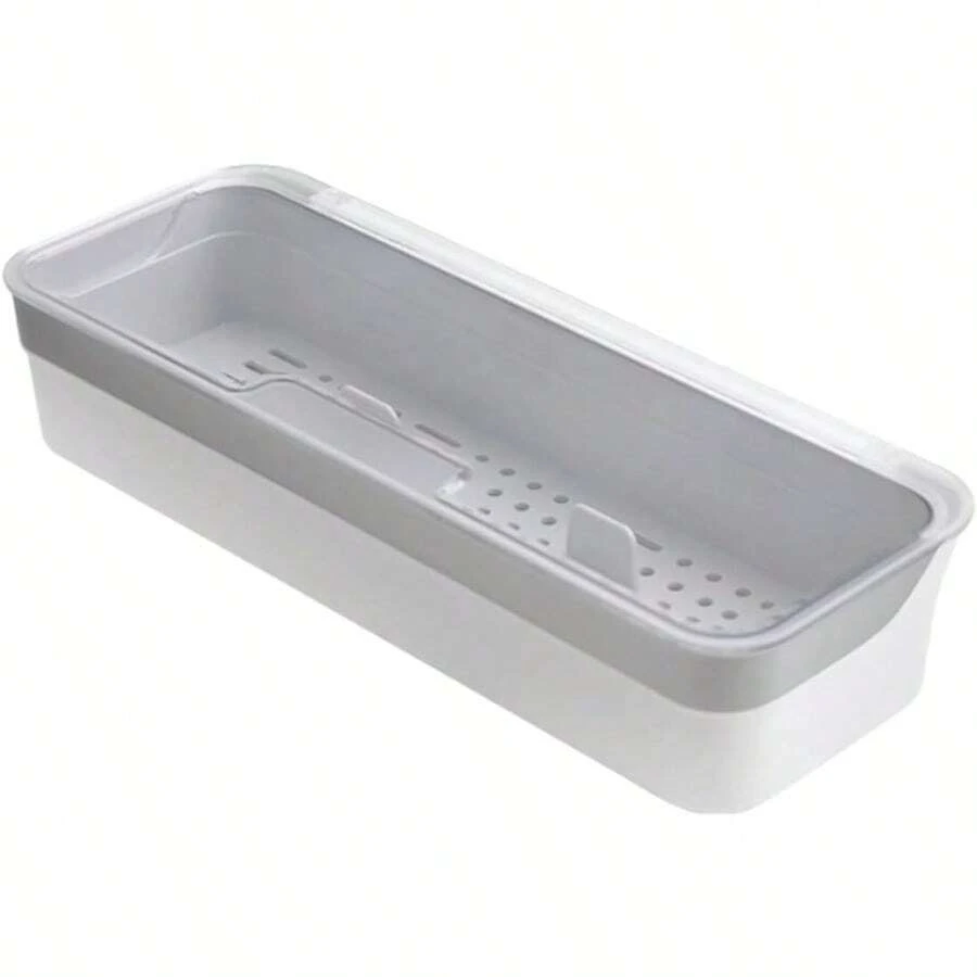 TFKI Plastic Kitchen Drawer Organizer With Lid And Drainer Stackable Utensil Holder For Countertop Silverware Tray Flatware Organizers - 13x4.7x2.4 Inch Spatula Cutlery Storage Box - trong suốt - Xem 1