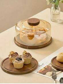 Wooden Round Tray With Grooves, Dinner Plate, Cheese Board, Suitable For Coffee Tables And Home Decoration, Appetizers, Cakes, Snacks, Coffee Tray, Acacia Tray, Country Style, Kitchen Tools, Friend Parties, Birthday Party Table Setting, Easy To Clean, Can Be Given As Housewarming, Thanksgiving, New Year Gifts