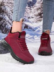 Women's Elegant Winter Snow Boots, Non-Slip Sports Shoes, Warm Lining Outdoor Winter Shoes, Suitable For Outdoor Winter - Red - View 5