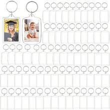 100 Piezas Llaveros Acrilicos de Foto Llavero de Foto DIY Transparente Acrilico Transparente Llaveros Llavero en Blanco Marcos Pequeños Fotos Familiares Amigos Regalos - transparente - Ver 2